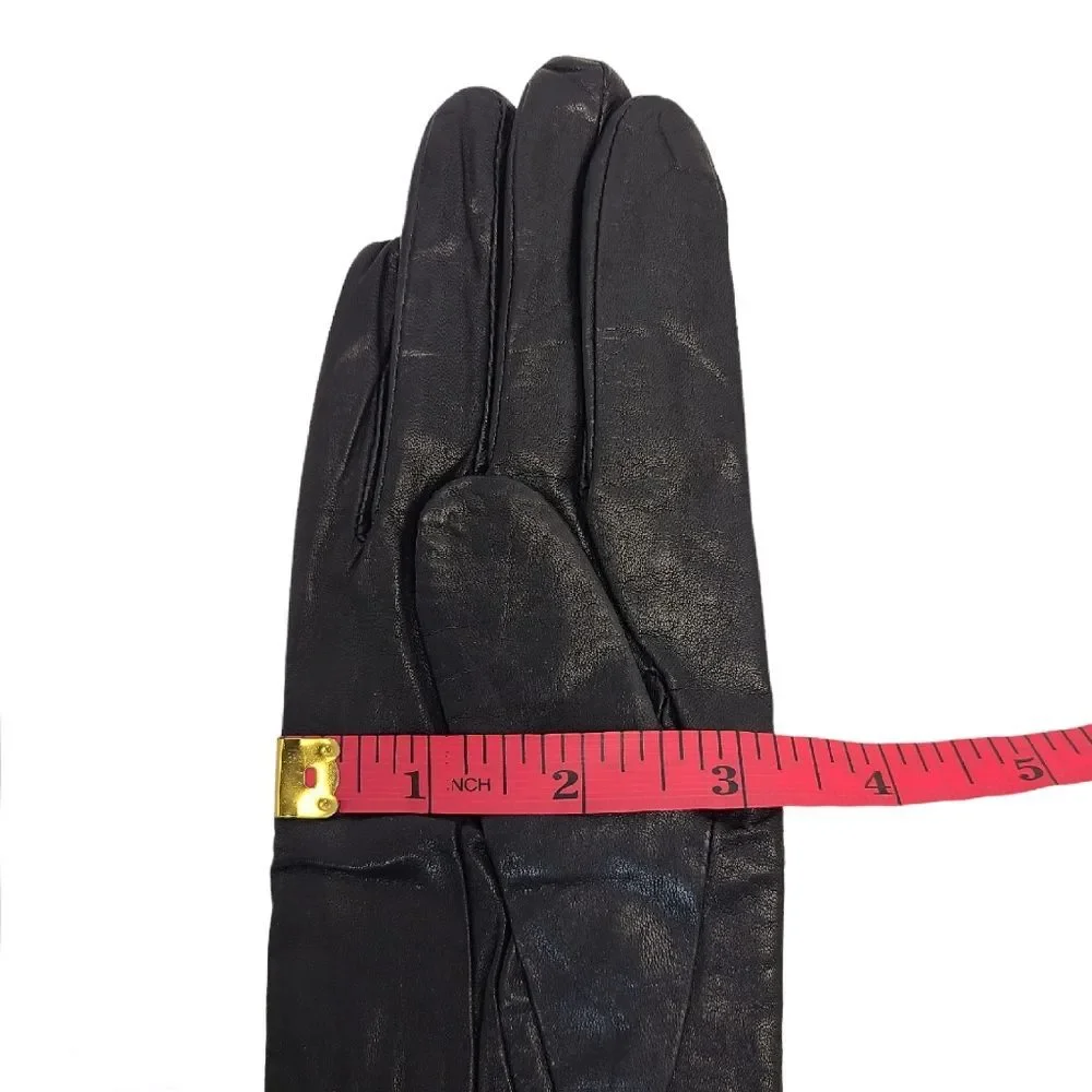 NWT Vintage Grandoe Womens Black Leather Gloves L
